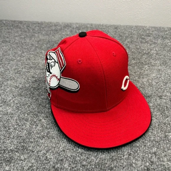 New Era 59FIFTY Cincinnati Reds Hat 7 1/8 Red Mr. Redlegs Mascot Fitted Cap MLB - Picture 3 of 10